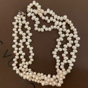 Vintage Freshwater baroque 3 strand pearl necklace 18”